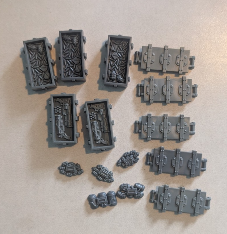 Necromunda Terrain Weapon Ammo Crates x5 + 4 traps